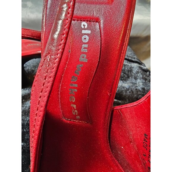 Cloud Walker Crown Peep Toe Leather Upper Pumps - Red - SZ 12W - Picture 5 of 8